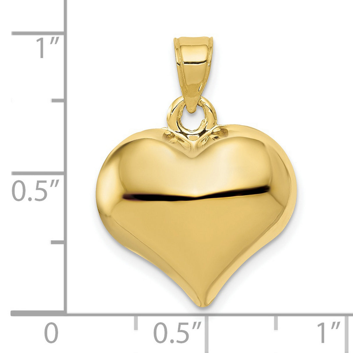 10k Yellow Gold Heart Pendant, Smooth Polished Finish, Classic Romantic Charm for Women