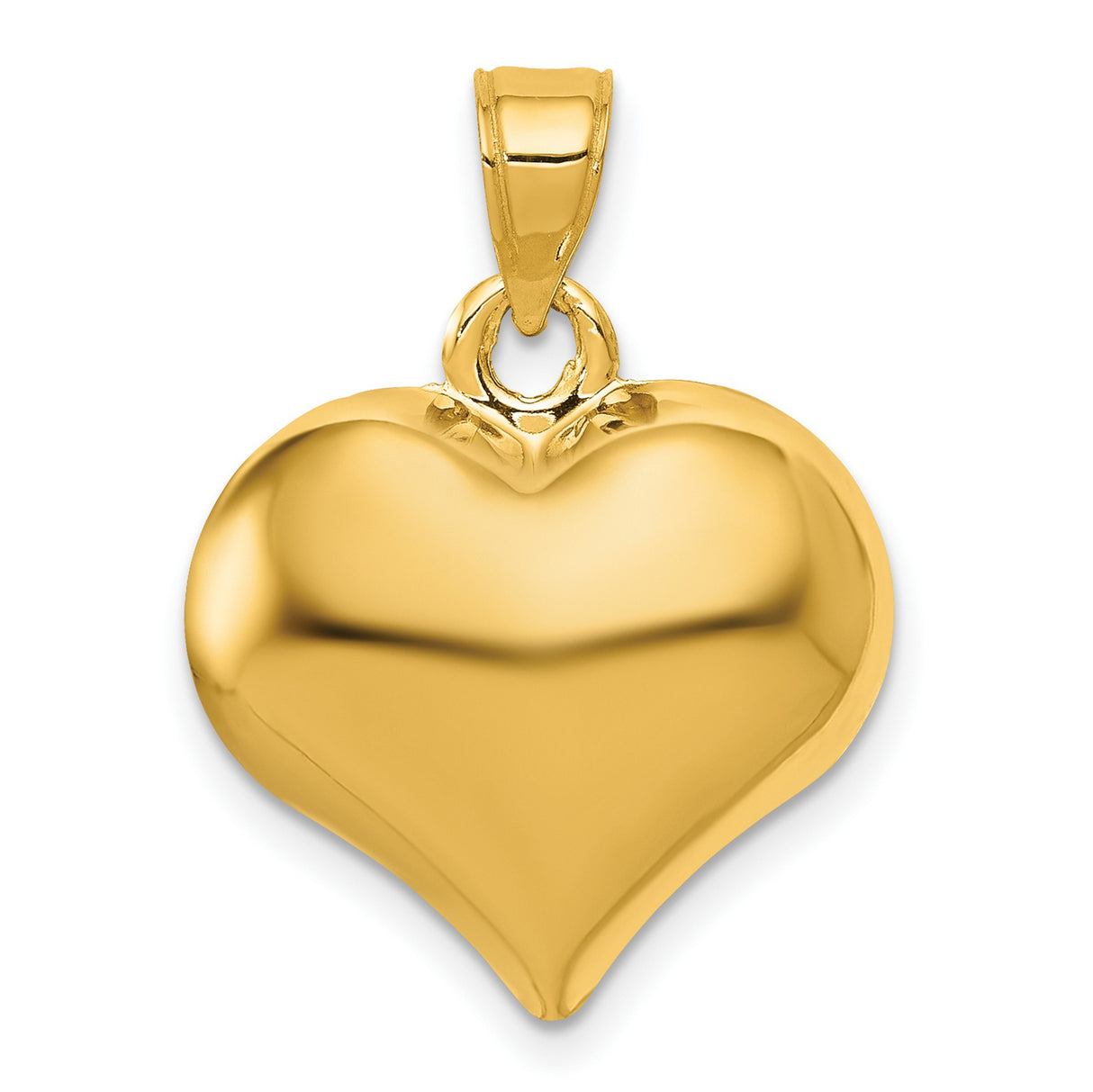 10k Yellow Gold Heart Pendant, Smooth Polished Finish, Classic Romantic Charm for Women
