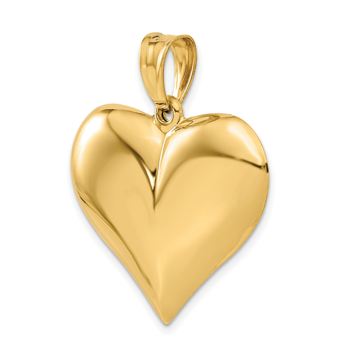 10k Yellow Gold Heart Pendant, Polished Classic Heart Charm for Women