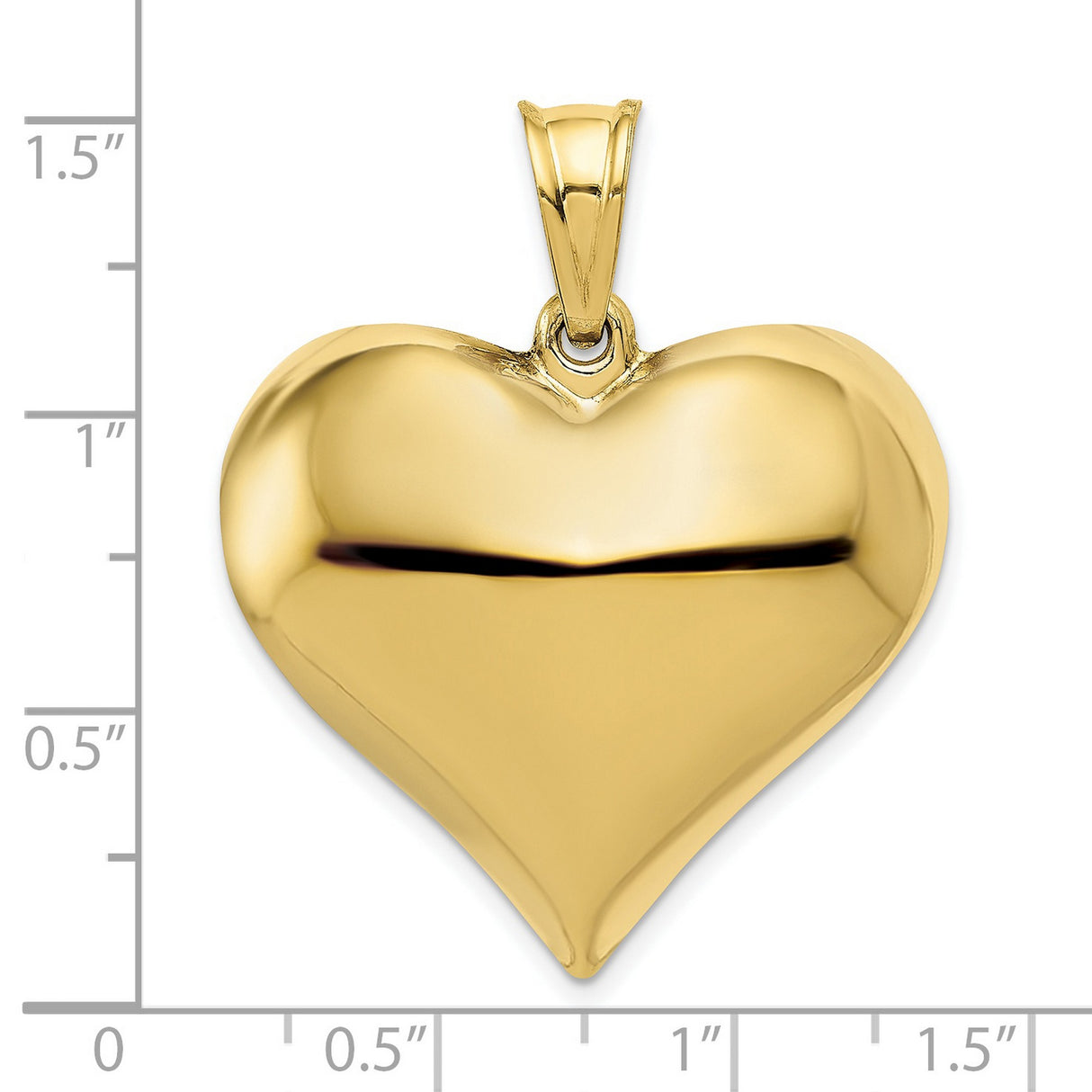 10k Yellow Gold Heart Pendant, Polished Classic Heart Charm for Women