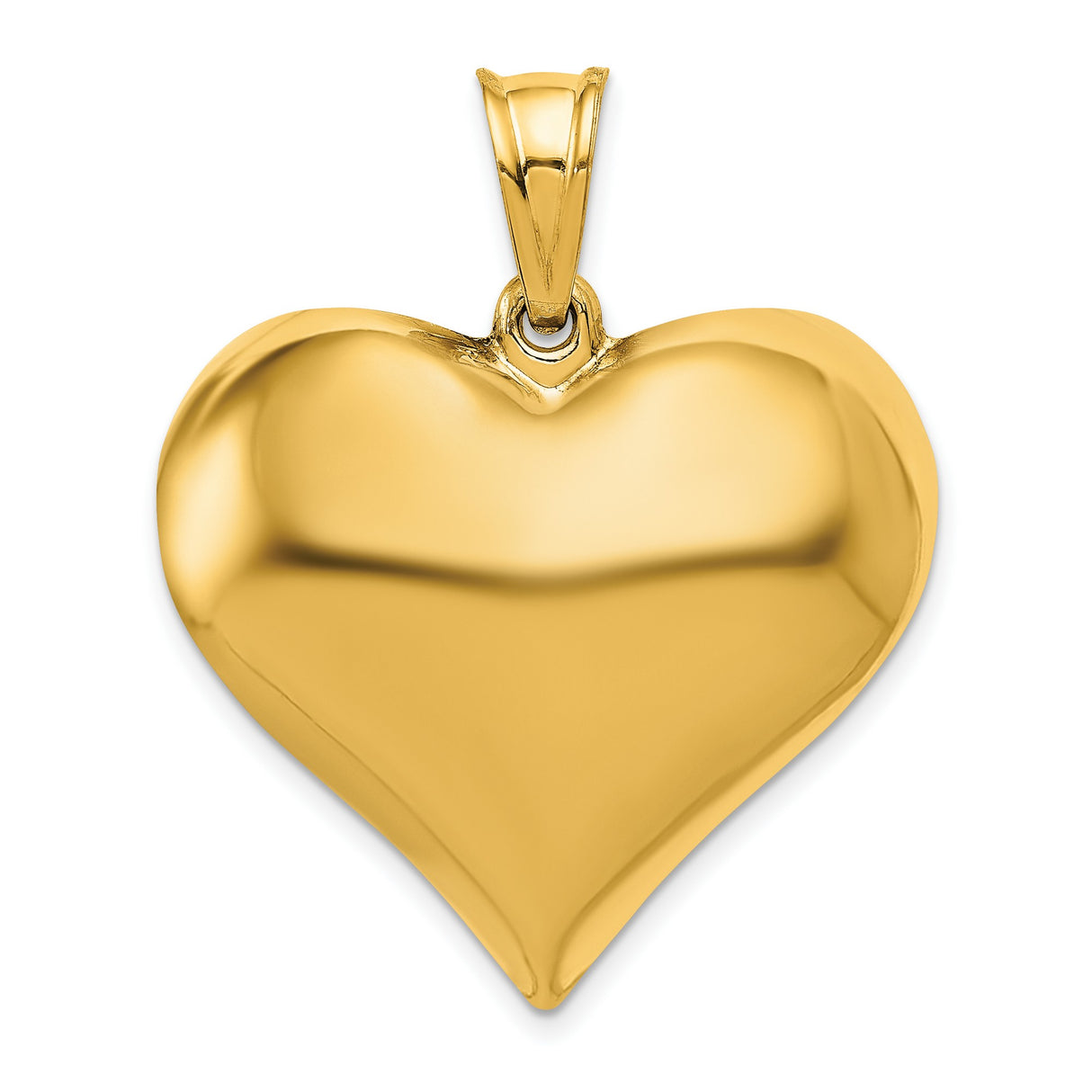 10k Yellow Gold Heart Pendant, Polished Classic Heart Charm for Women