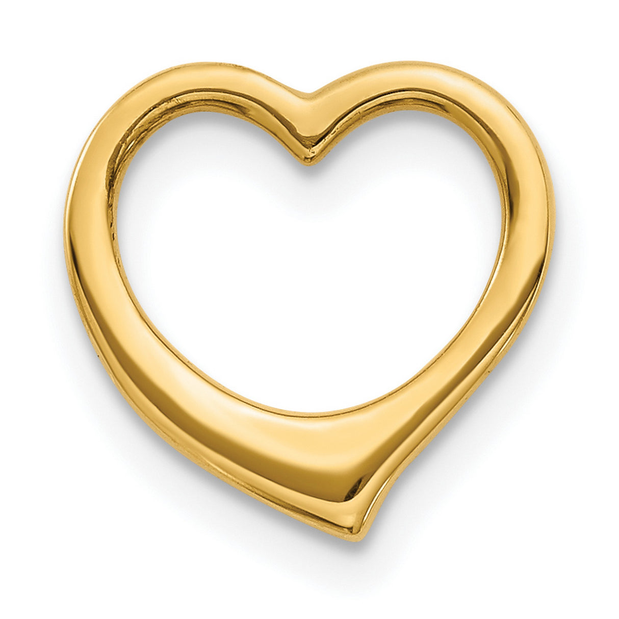 10k Yellow Gold Heart Pendant, Open Design with Polished Finish, Minimalist Romantic Jewelry for Women