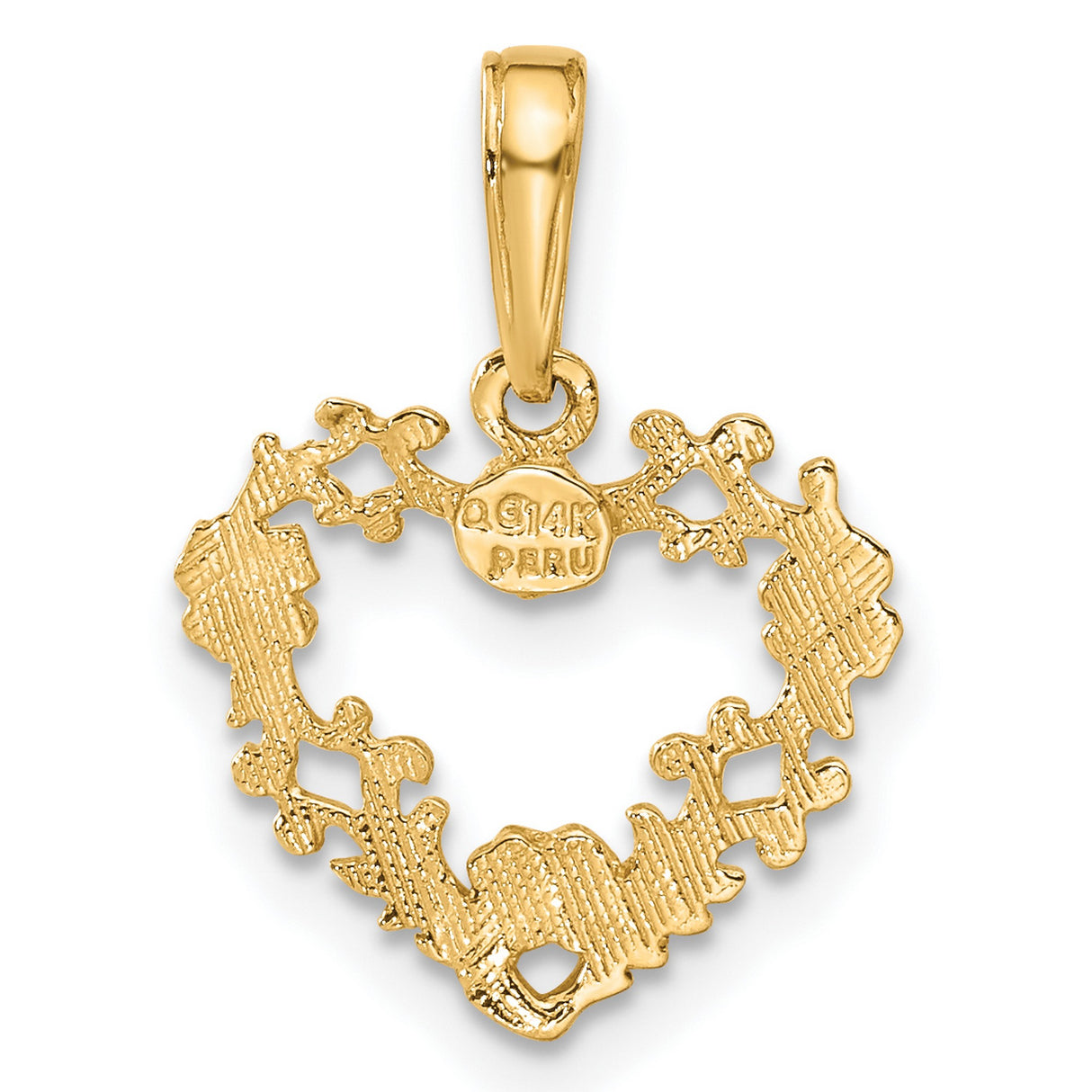 10k Yellow Gold Heart Pendant with Floral and Vine Detailing, Vintage-Inspired Design for Women