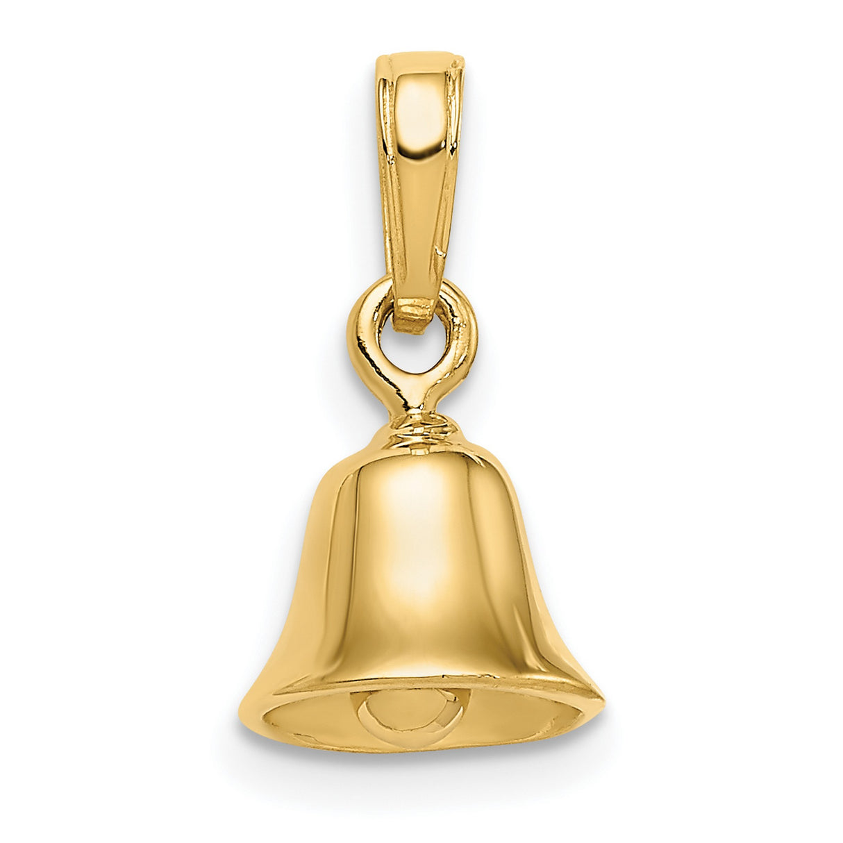 10k Yellow Gold Bell Pendant, Three-Dimensional Polished Design, Christian Faith Charm