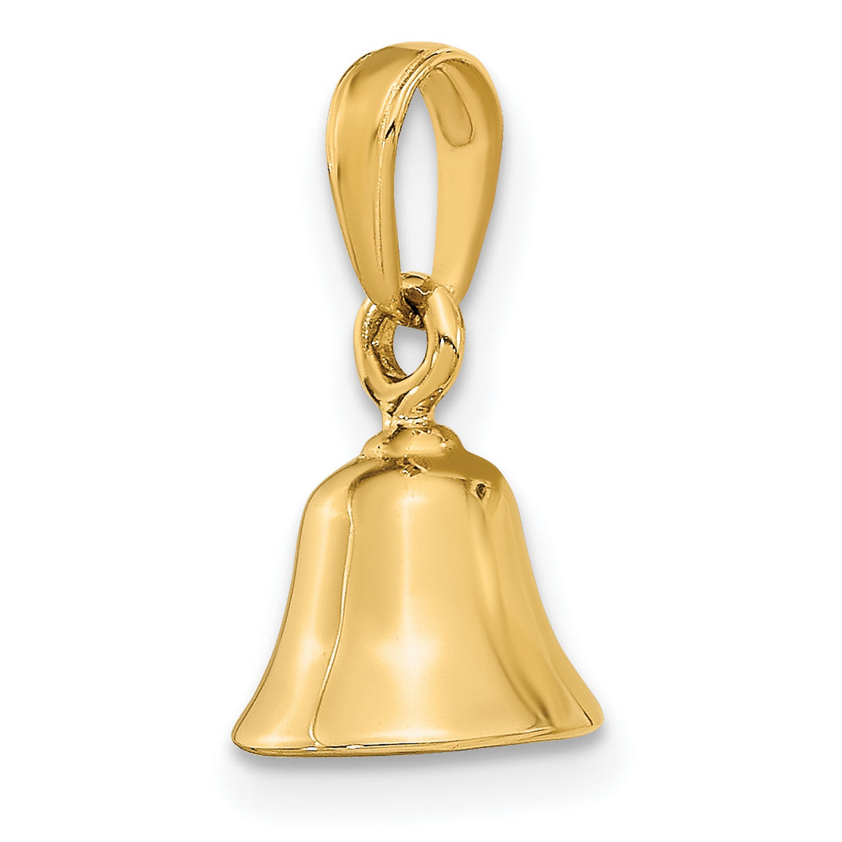 10k Yellow Gold Bell Pendant, Three-Dimensional Polished Design, Christian Faith Charm
