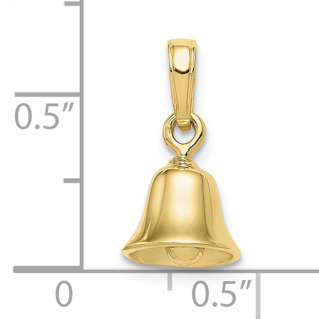 10k Yellow Gold Bell Pendant, Three-Dimensional Polished Design, Christian Faith Charm