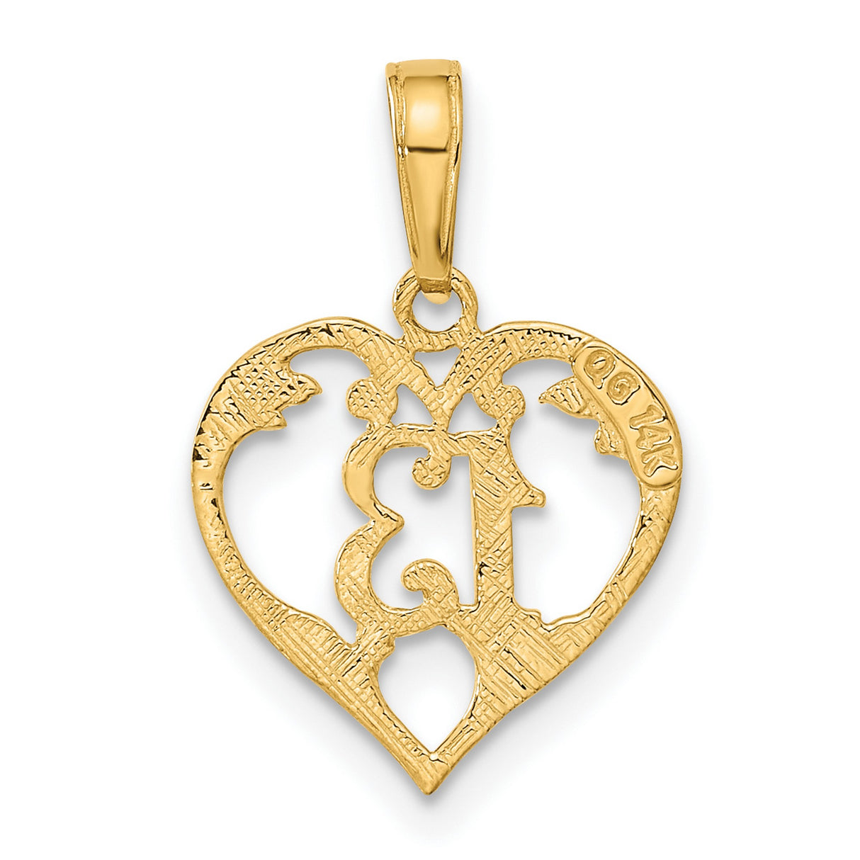 10k Yellow Gold Heart Pendant with Floral Detailing and Number 13 Charm