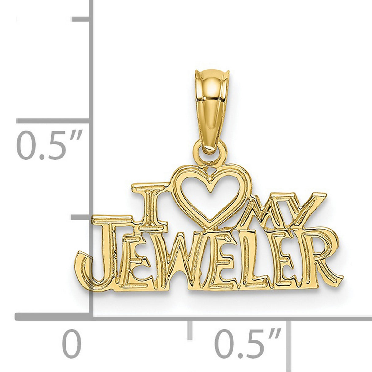 10k Yellow Gold Pendant, I Love My Jeweler Heart Symbol, Bold Lettering, Sentimental Charm for Women