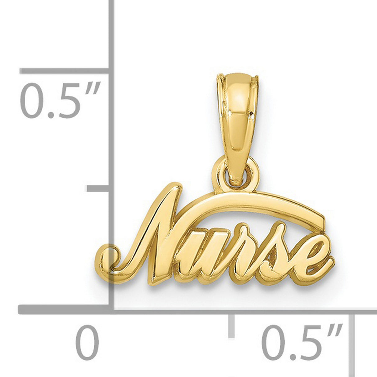 10k Yellow Gold Nurse Pendant with Polished Script Word Charm for Women