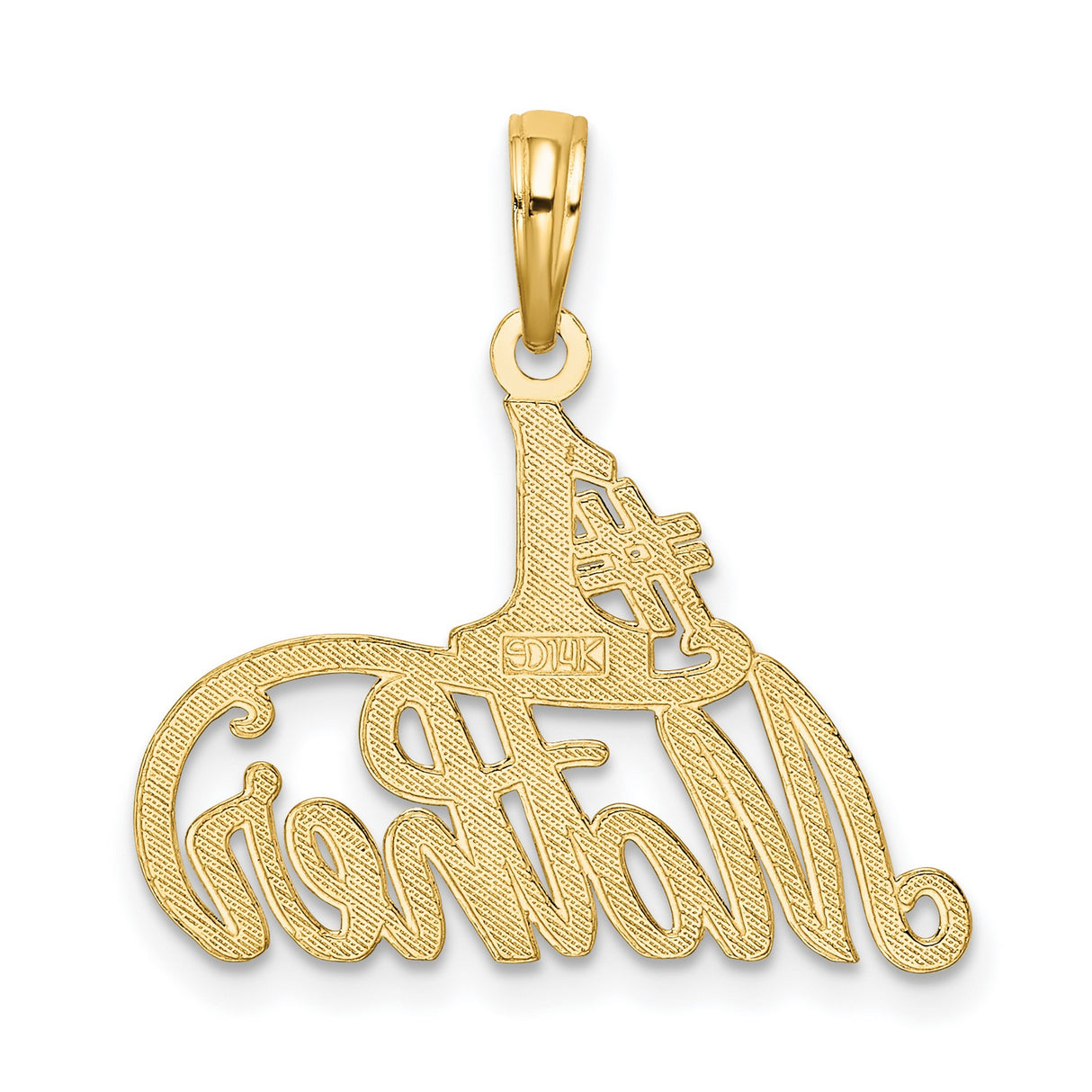 10k Yellow Gold Number One Mother Pendant, Script Charm Celebrating Love and Motherhood