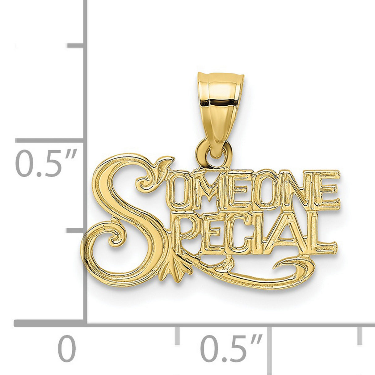 10k Yellow Gold Someone Special Pendant with Stylized Lettering, Unisex Message Charm