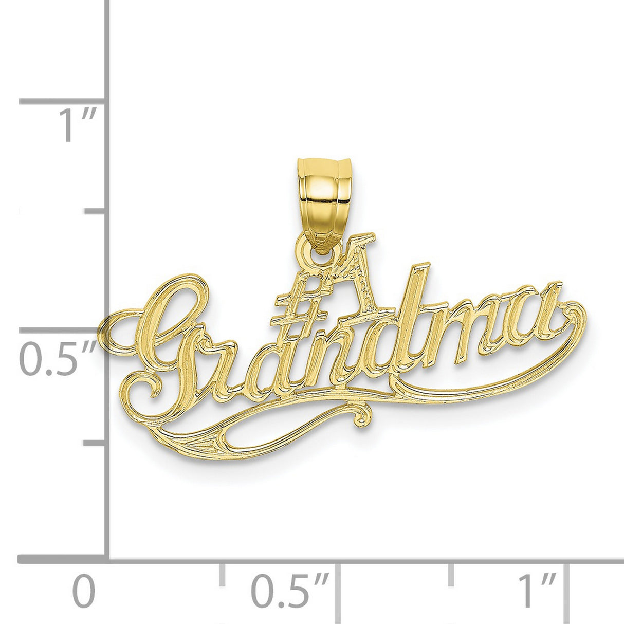 10k Yellow Gold Grandma Pendant with Script Lettering, Family Theme Charm for Women