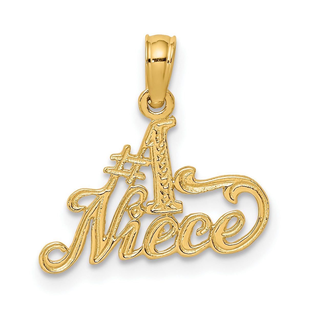 10k Yellow Gold Niece Pendant, Cursive Script Charm, Sentimental Family Jewelry for Women