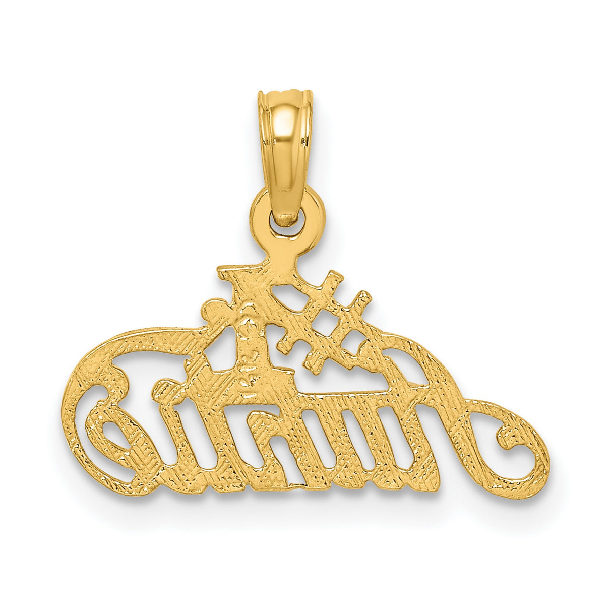 10k Yellow Gold Pendant, Number One Auntie Script Lettering, Family Charm for Women