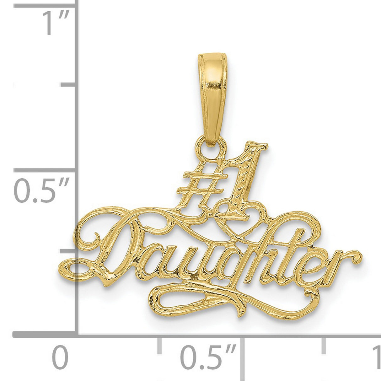 10k Yellow Gold #1 Daughter Pendant, Scripted Family Keepsake Charm for Women
