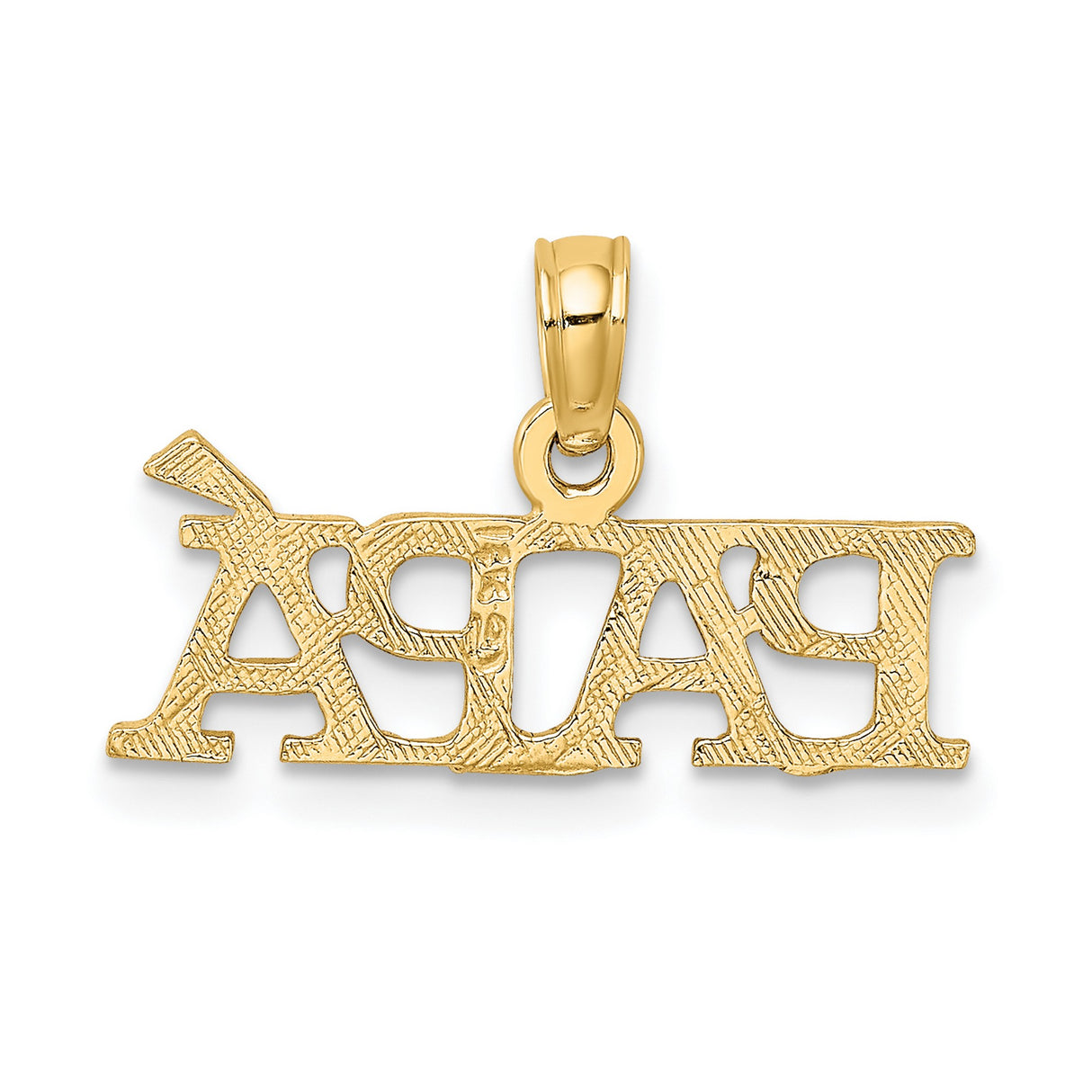 10k Yellow Gold Papá Pendant, Bold Block Letters, Spanish Dad Charm for Men