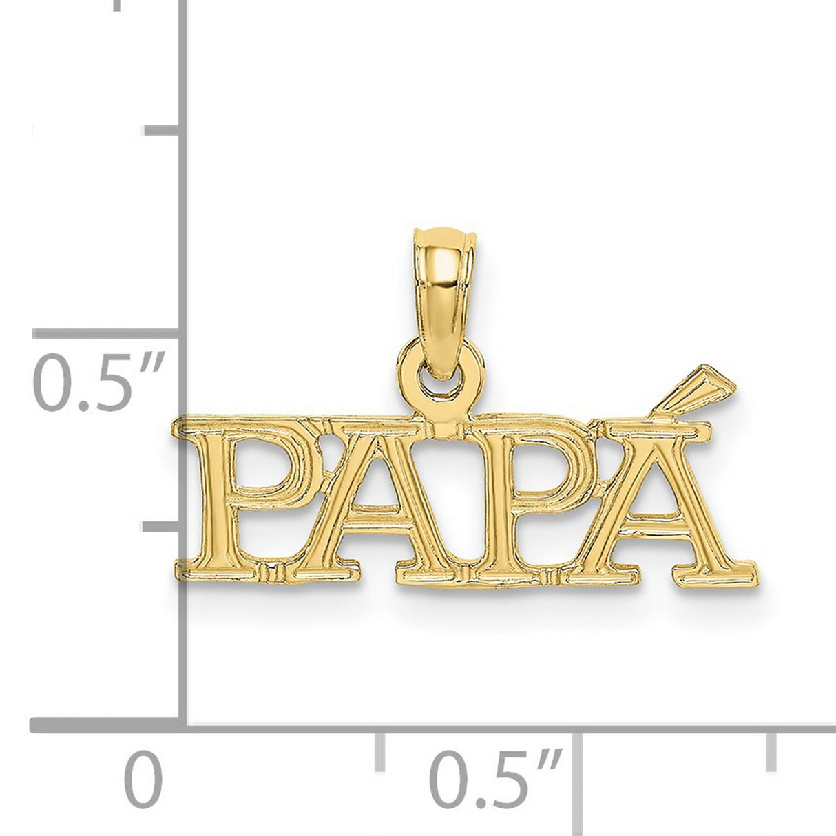 10k Yellow Gold Papá Pendant, Bold Block Letters, Spanish Dad Charm for Men