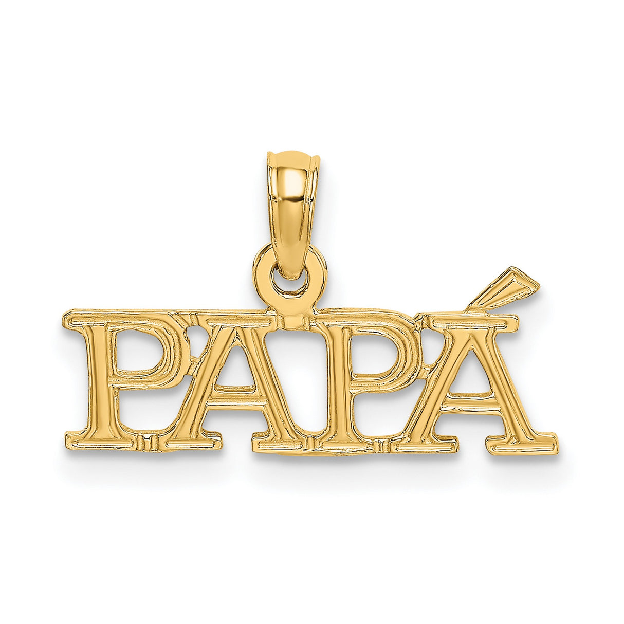 10k Yellow Gold Papá Pendant, Bold Block Letters, Spanish Dad Charm for Men
