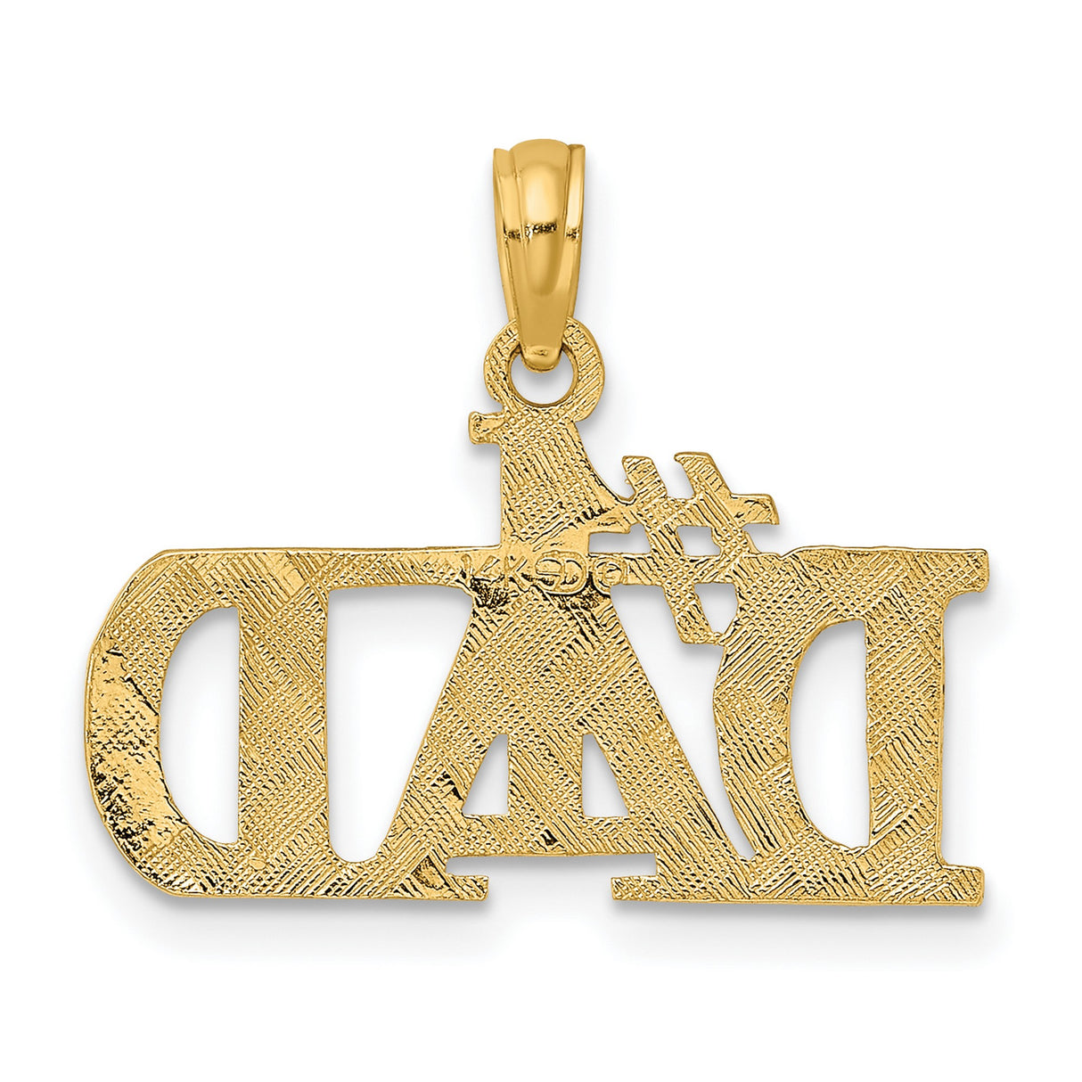 10k Yellow Gold Number One Dad Pendant, Bold Lettering, Textured Design, Polished Finish