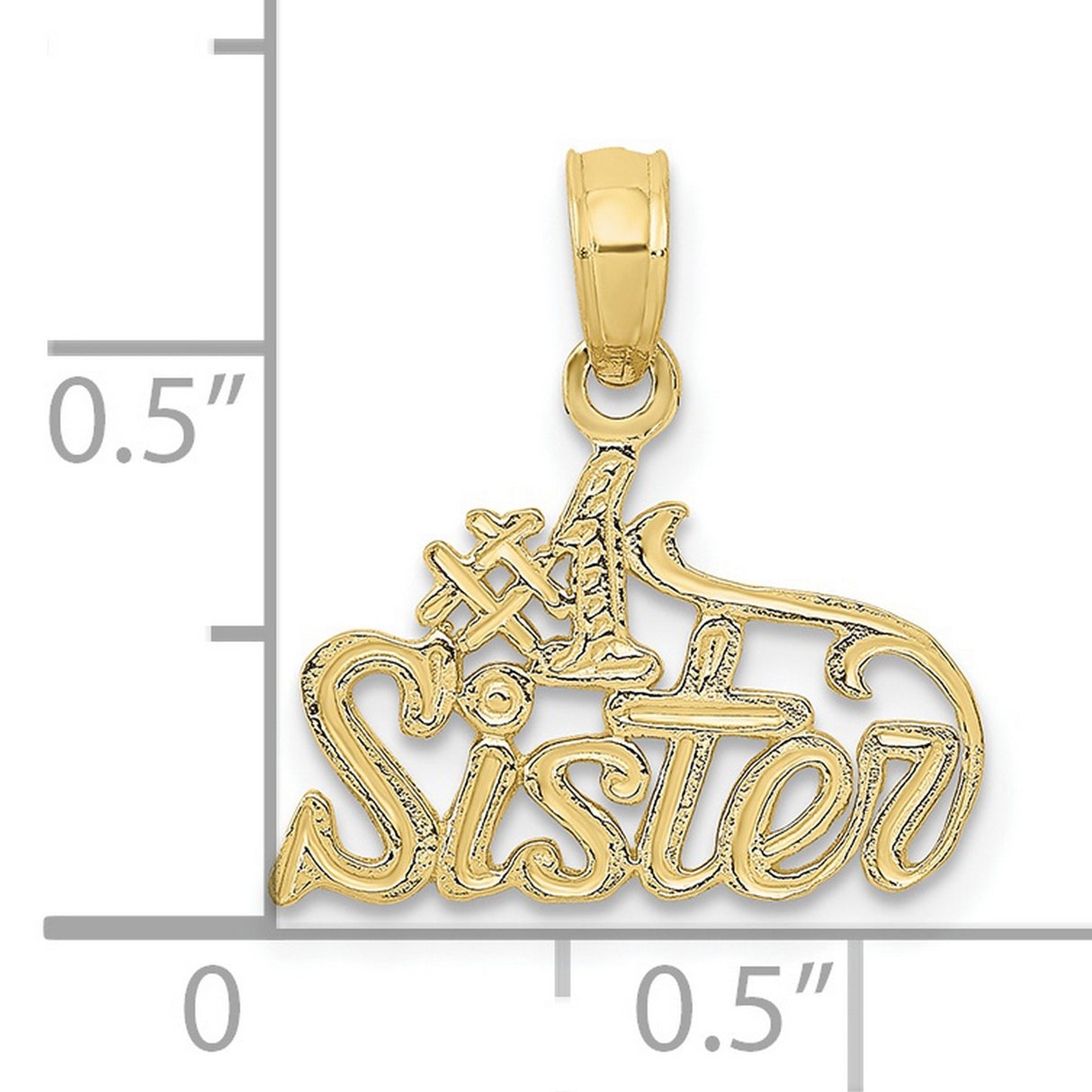10k Yellow Gold Pendant, Number One Sister Script Design, Sentimental Family Charm for Women