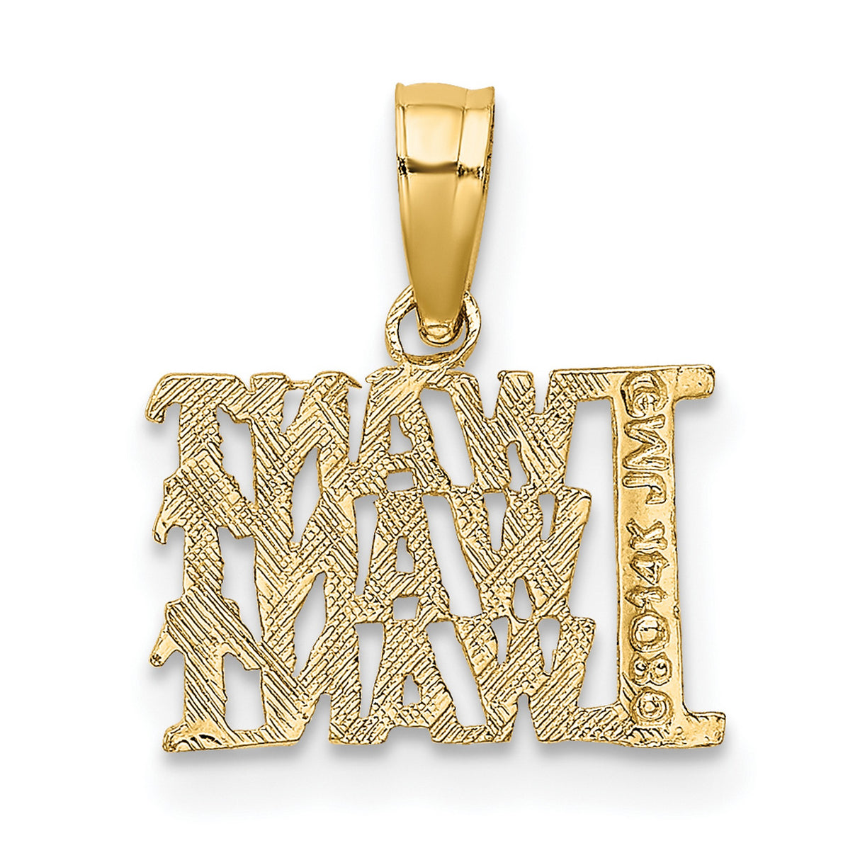 10k Yellow Gold Pendant with Bold I WANT I WANT I WANT Text, Modern Statement Jewelry