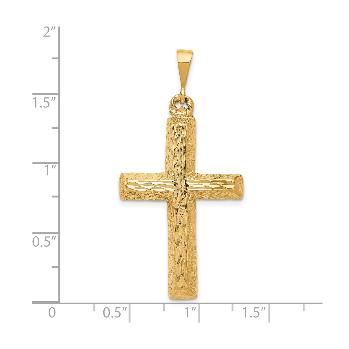 10k Yellow Gold Cross Pendant with Diamond Cut and Hammered Textured Finish