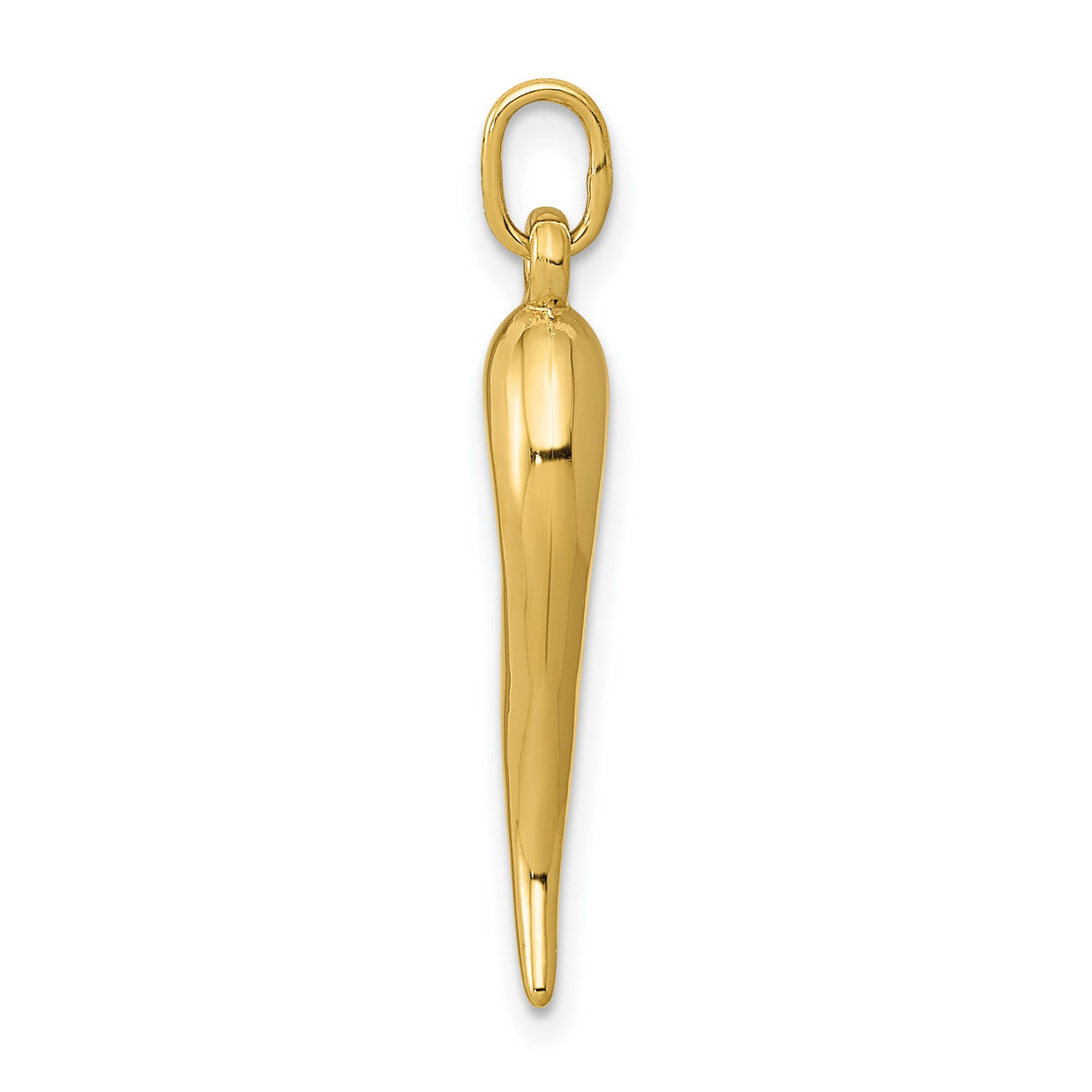 10k Yellow Gold Italian Horn Pendant, Cornicello Amulet for Good Luck and Evil Eye Protection