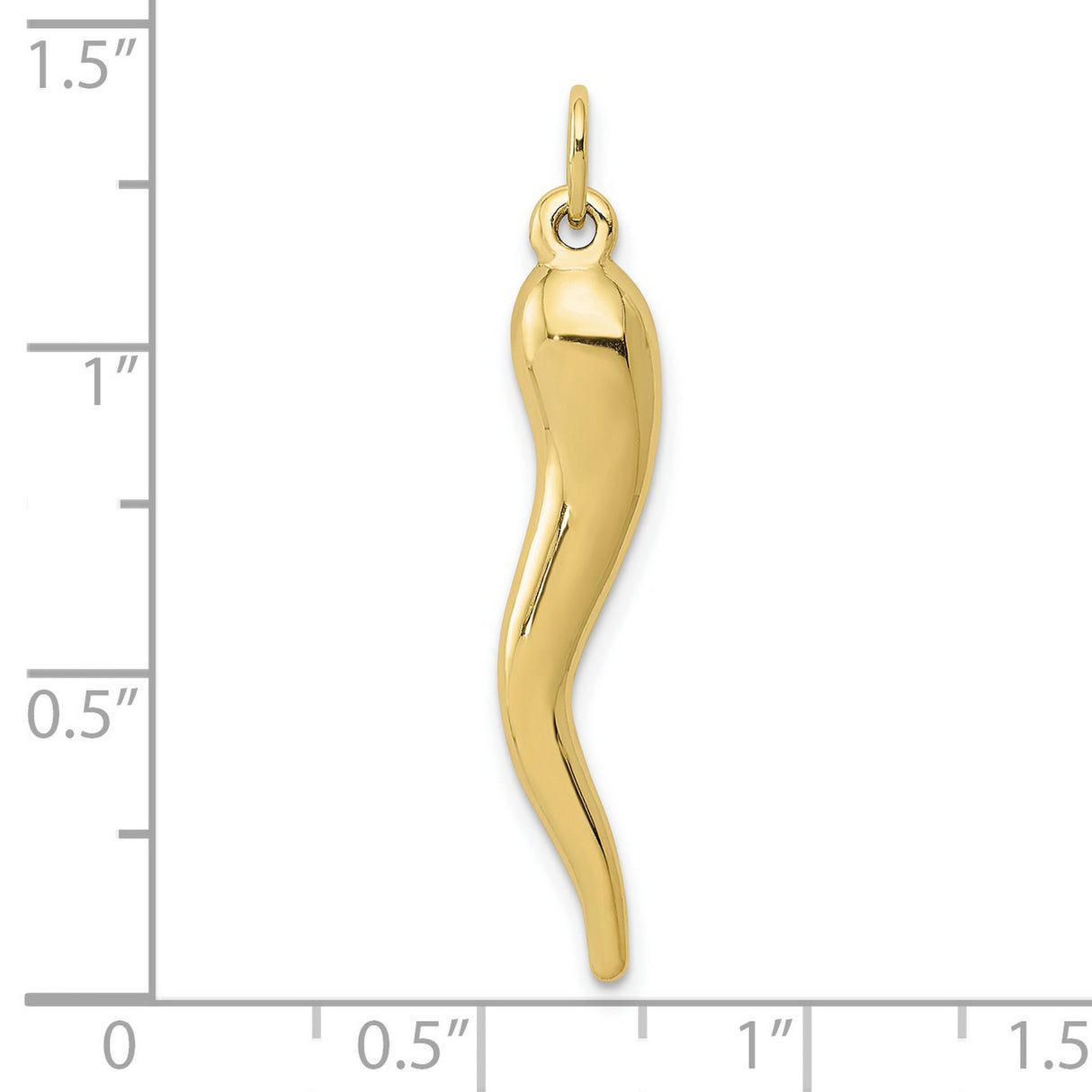 10k Yellow Gold Italian Horn Pendant, Cornicello Amulet for Protection and Good Luck