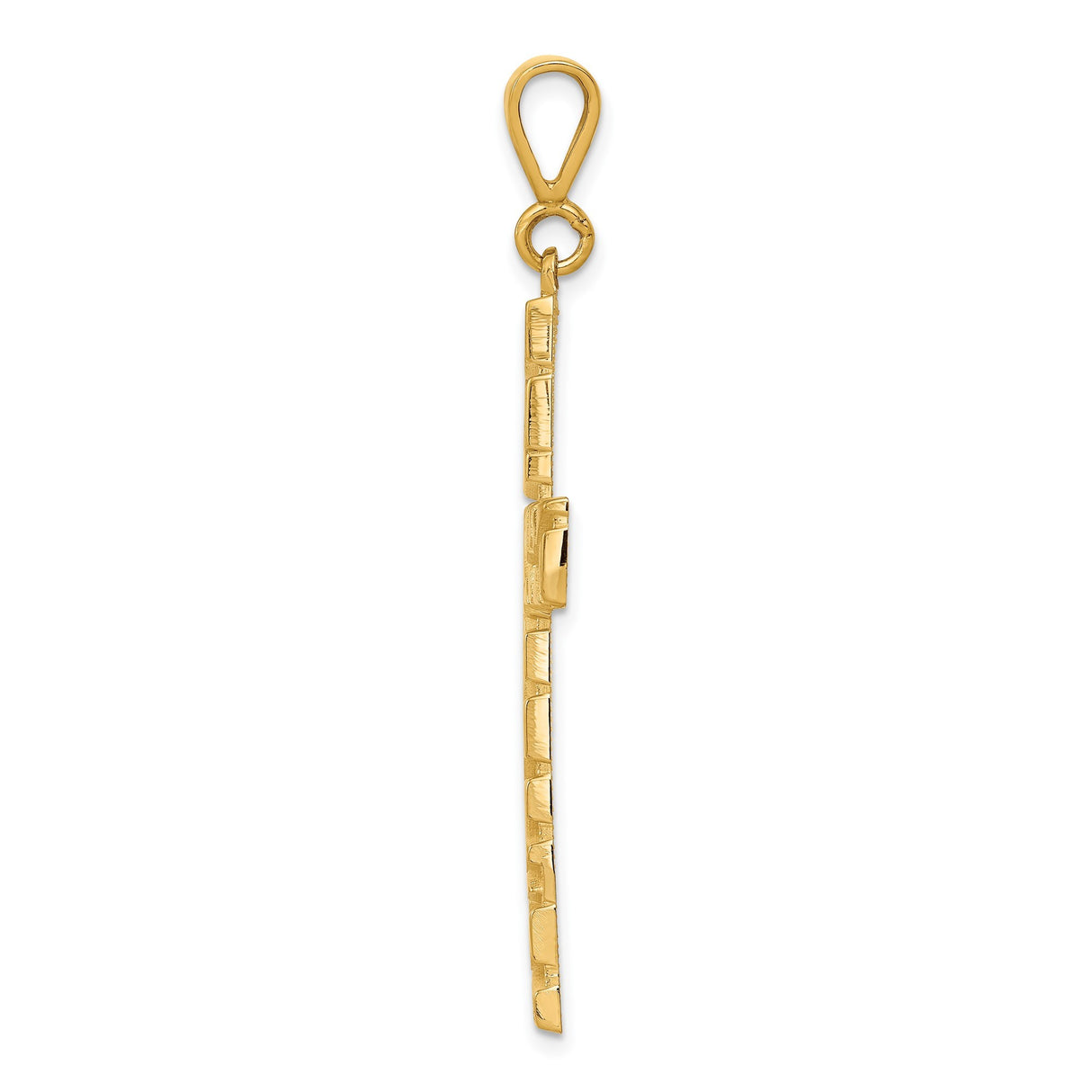 10k Yellow Gold Nugget Cross Pendant with Textured Satin Finish and Polished Detail