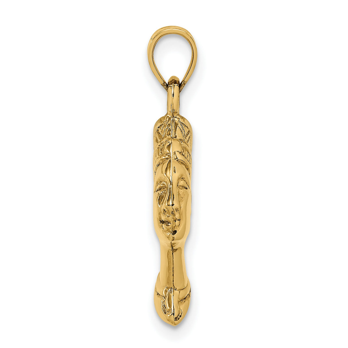 10k Yellow Gold Nefertiti Pendant, Egyptian Queen Profile, African Cultural Jewelry for Women