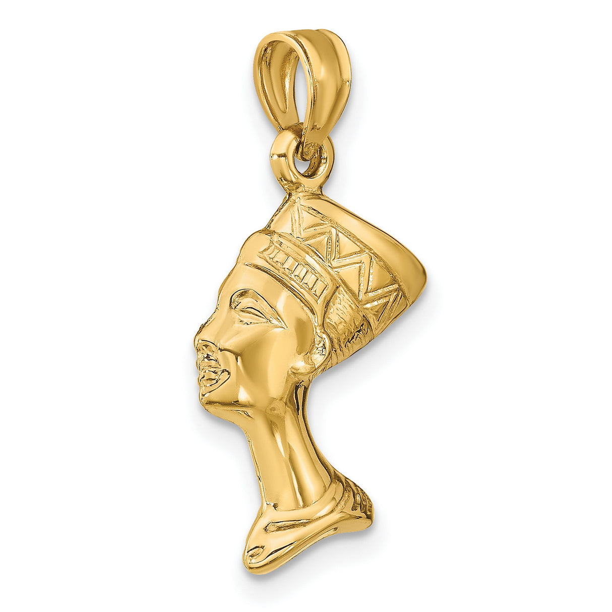 10k Yellow Gold Nefertiti Pendant, Egyptian Queen Profile, African Cultural Jewelry for Women