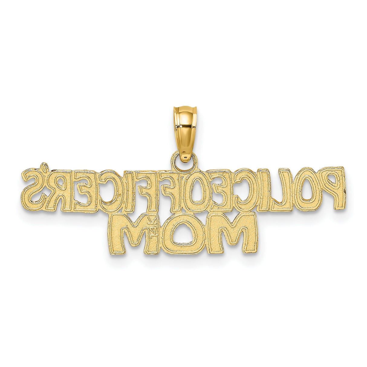 10k Yellow Gold Police Officers Mom Pendant, Bold Block Letter Law Enforcement Charm