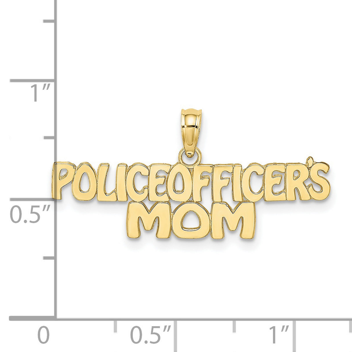 10k Yellow Gold Police Officers Mom Pendant, Bold Block Letter Law Enforcement Charm
