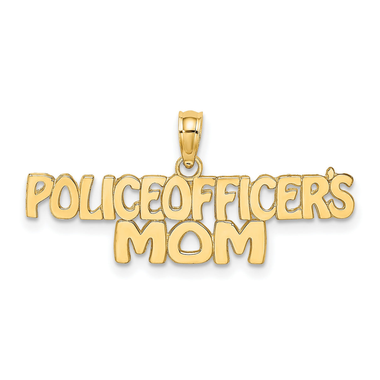 10k Yellow Gold Police Officers Mom Pendant, Bold Block Letter Law Enforcement Charm