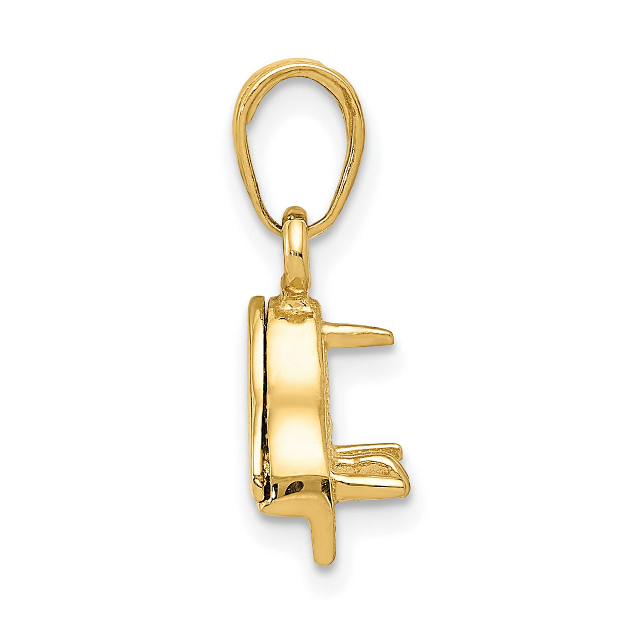 10k Yellow Gold Grand Piano Pendant Charm, 3D Music Lover Jewelry Accessory