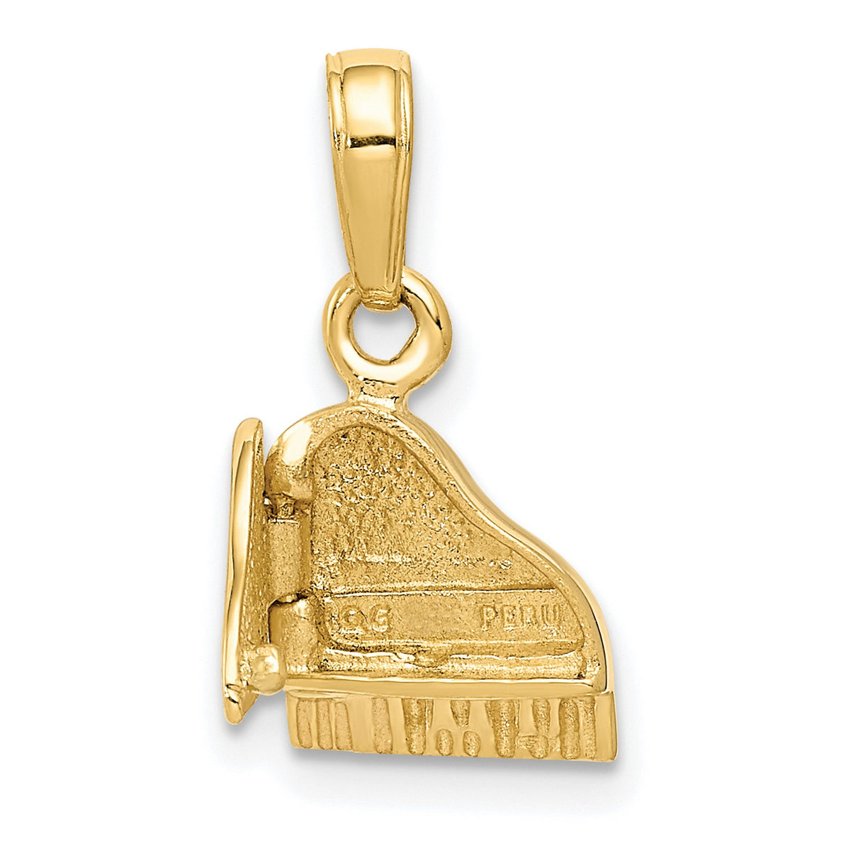 10k Yellow Gold Grand Piano Pendant Charm, 3D Music Lover Jewelry Accessory