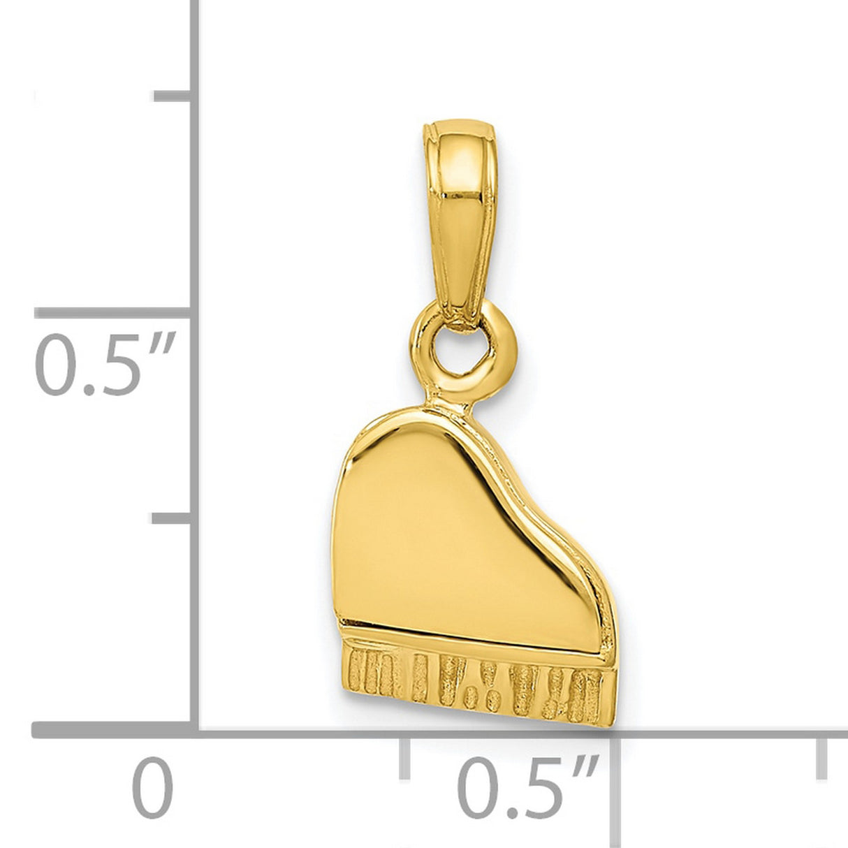10k Yellow Gold Grand Piano Pendant Charm, 3D Music Lover Jewelry Accessory