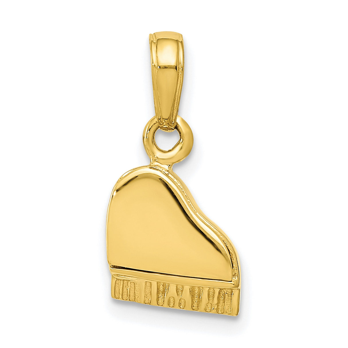 10k Yellow Gold Grand Piano Pendant Charm, 3D Music Lover Jewelry Accessory