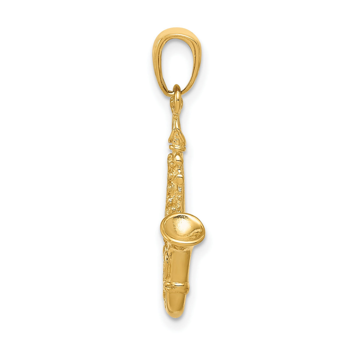 10k Yellow Gold Saxophone Pendant, Jazz-Inspired Musical Instrument Charm for Musicians