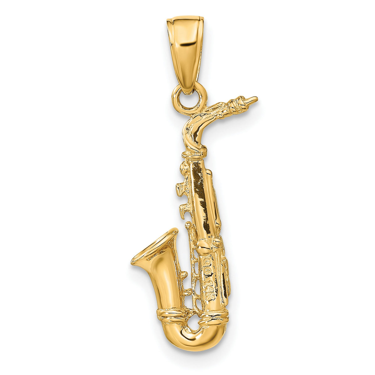 10k Yellow Gold Saxophone Pendant, Jazz-Inspired Musical Instrument Charm for Musicians