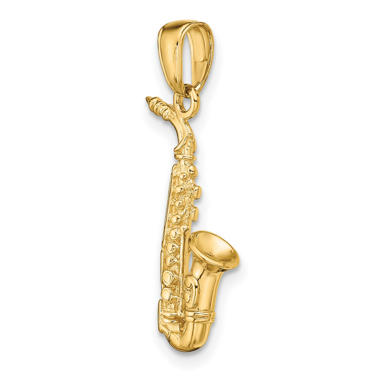 10k Yellow Gold Saxophone Pendant, Jazz-Inspired Musical Instrument Charm for Musicians