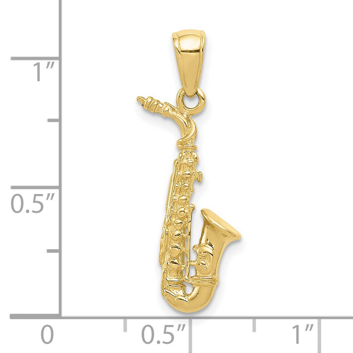 10k Yellow Gold Saxophone Pendant, Jazz-Inspired Musical Instrument Charm for Musicians