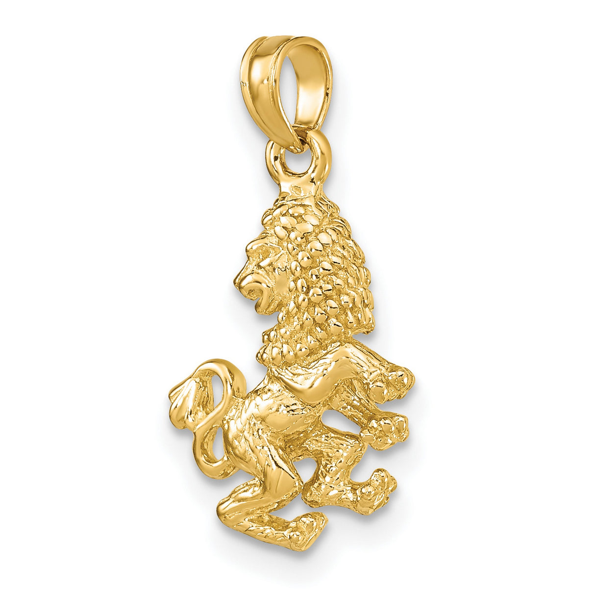 10k Yellow Gold Lion Pendant, Heraldic Roaring Lion Symbol, Bold Masculine Design for Men or Unisex