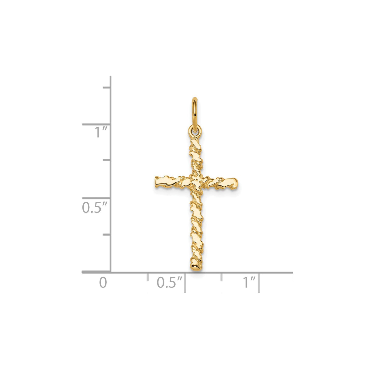 10k Yellow Gold Nugget Cross Pendant with Lava Texture and Molten Design