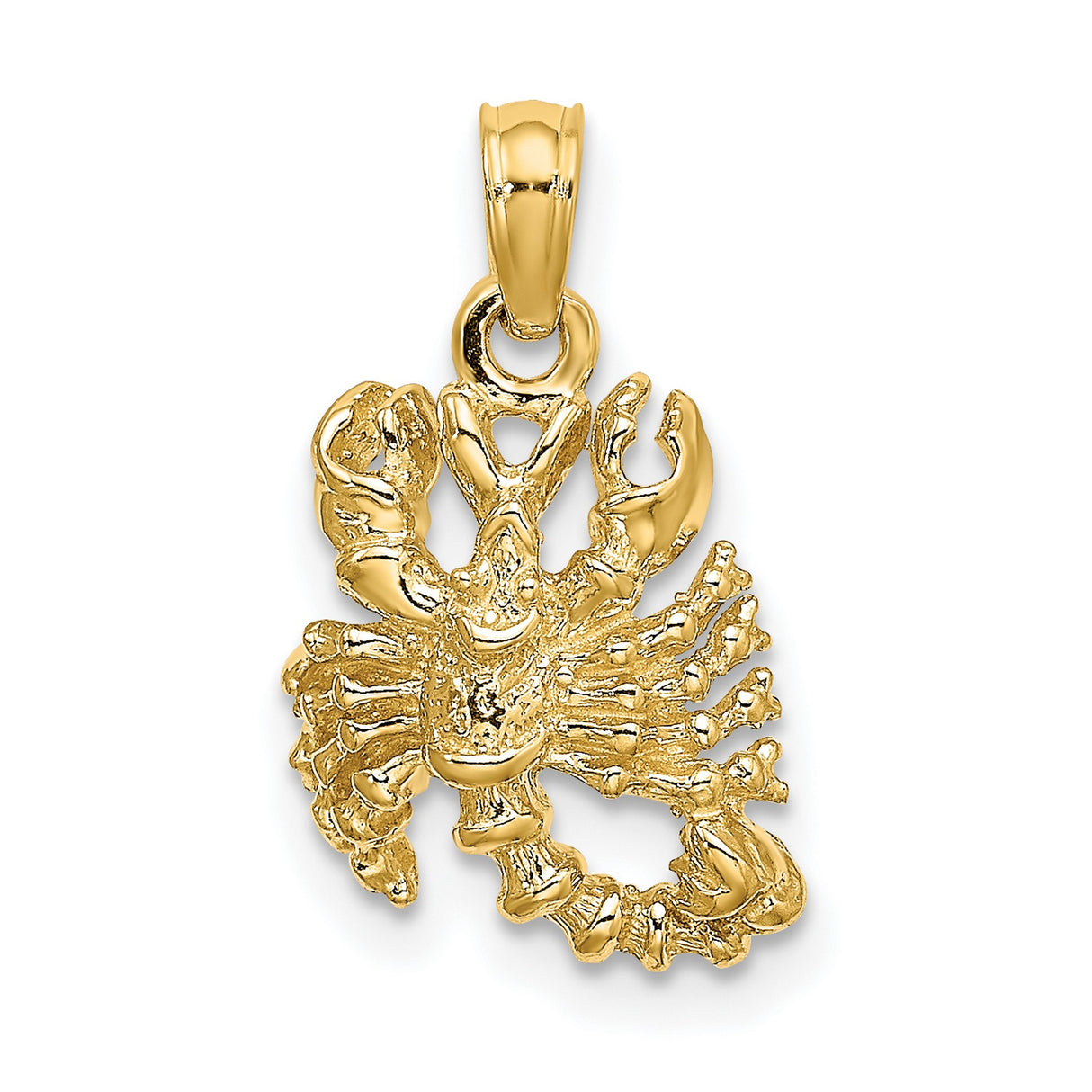 10k Yellow Gold Scorpio Zodiac Pendant with Detailed Scorpion Design for Men or Women