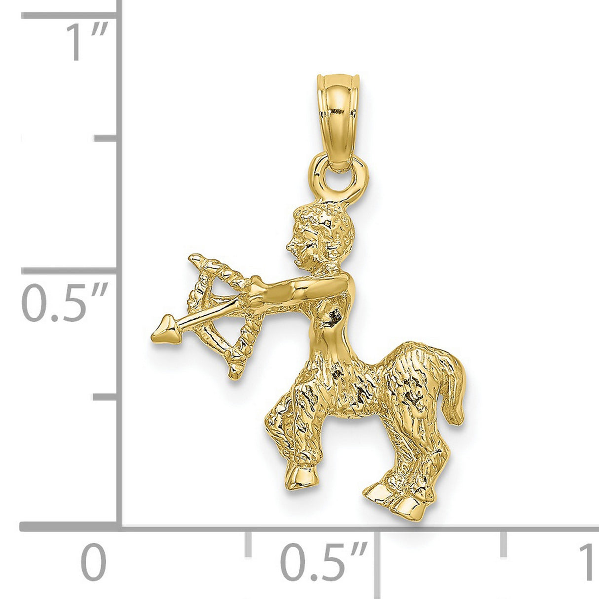 10k Yellow Gold Sagittarius Pendant, Centaur Archer Zodiac Symbol, Unisex Horoscope Jewelry