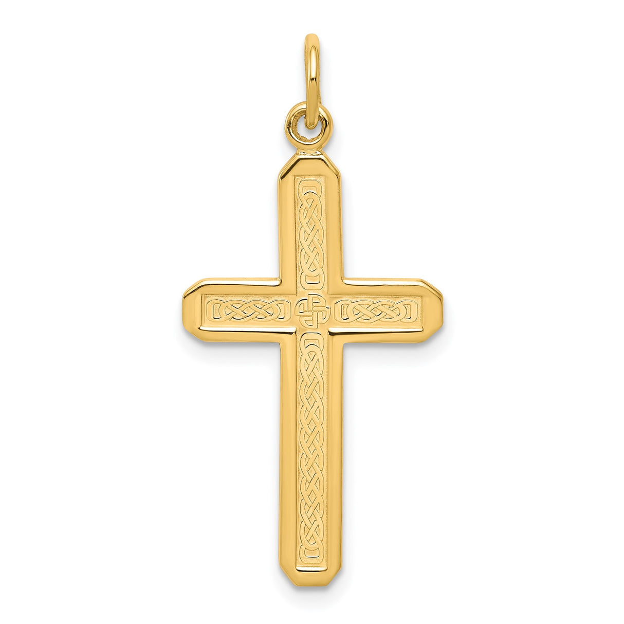 10k Yellow Gold Cross Pendant with Celtic Knot Design, Unisex Christian Jewelry