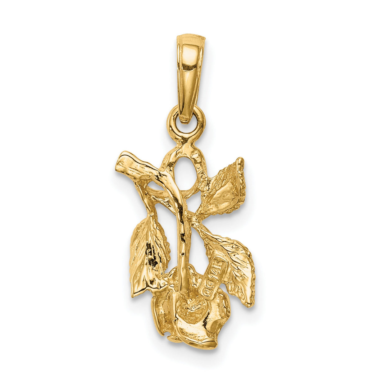 10k Yellow Gold Rose Pendant with Blooming Layered Leaves and Floral Design
