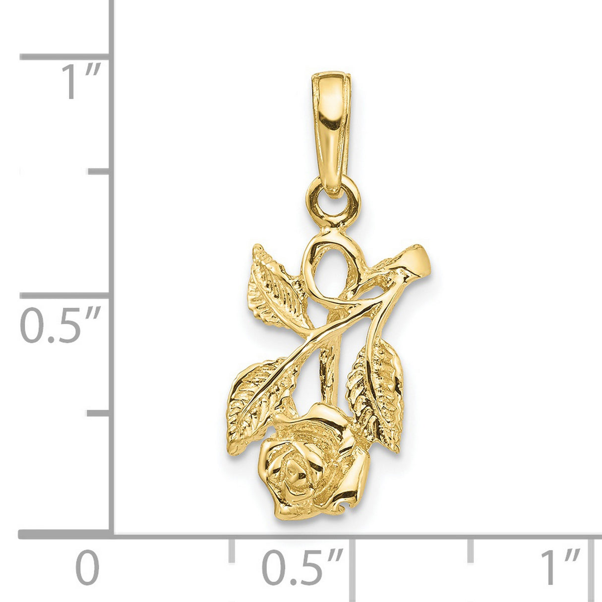 10k Yellow Gold Rose Pendant with Blooming Layered Leaves and Floral Design