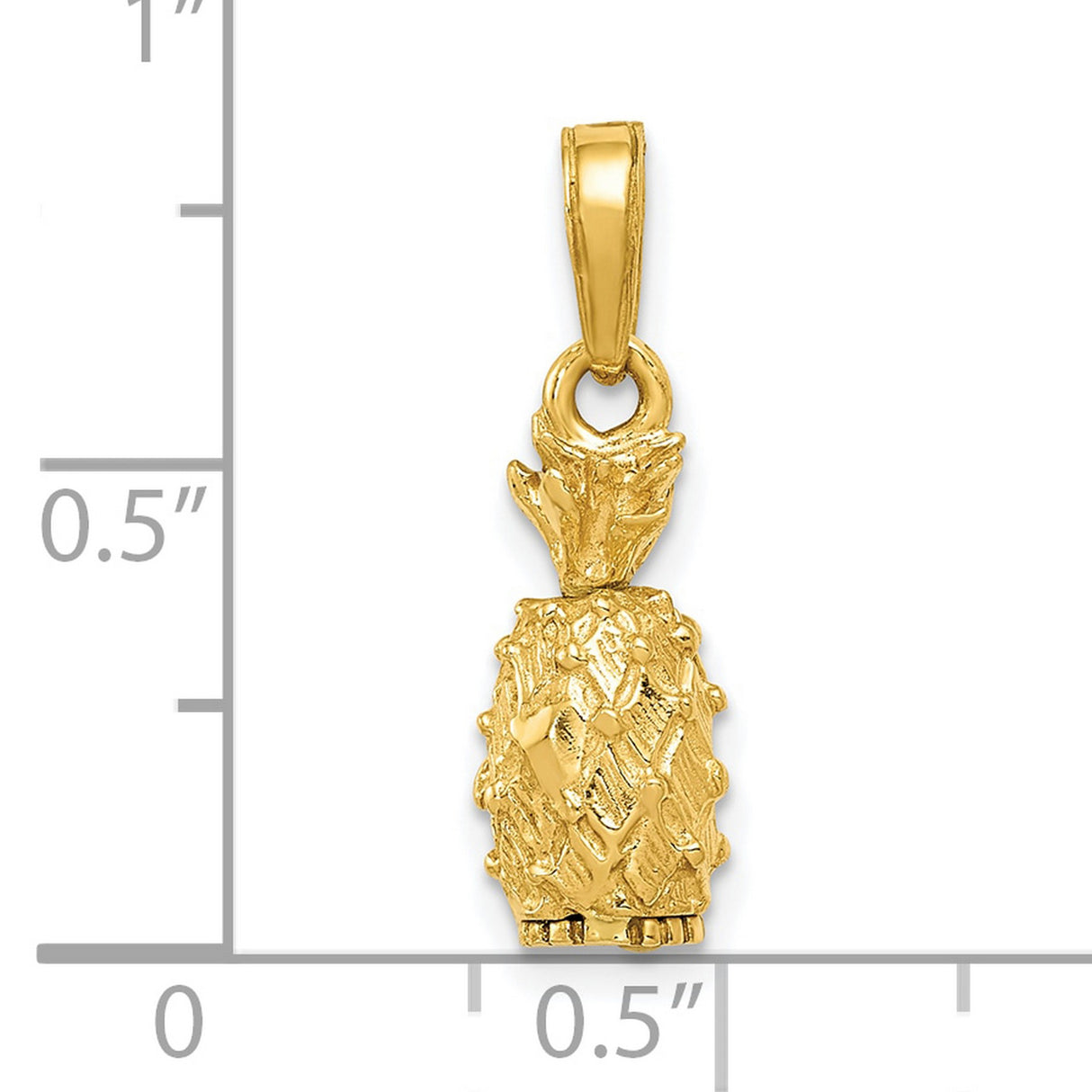 10k Yellow Gold Pineapple Pendant, Textured 3D Fruit Charm, Tropical Island Style Jewelry